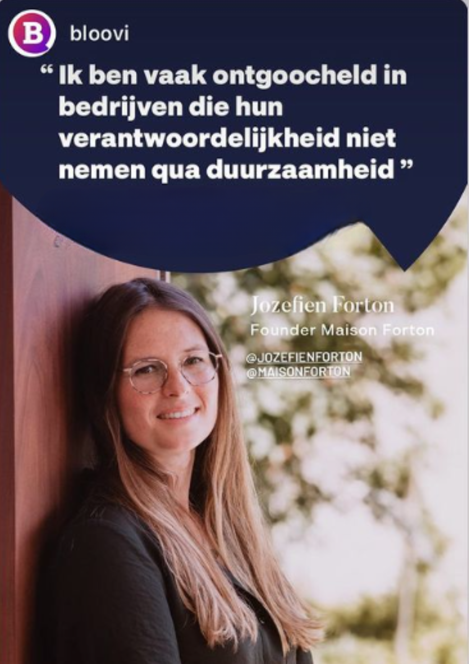 Bloovi interview Maison Forton en duurzaamheid.